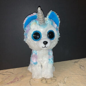 Ty Plush Unicorn with Blue and White Fur Helena